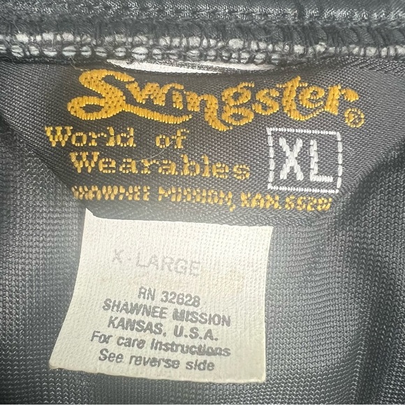 SWINGSTER Vintage Black Puffer Racing Jacket Zip Size XL Case International - Picture 2 of 7